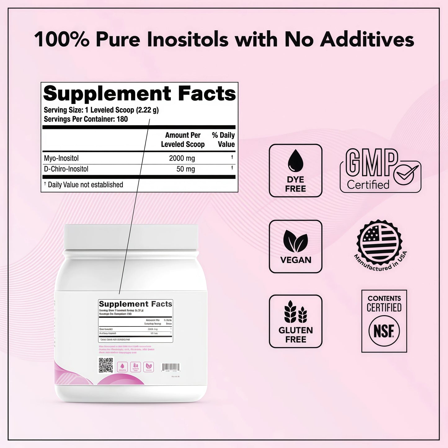 Theralogix Ovasitol Inositol Powder - 90-Day Supply - Myo-Inositol & D-Chiro Inositol for Hormone Balance & Ovarian Function Support* - NSF Certified - 400 g