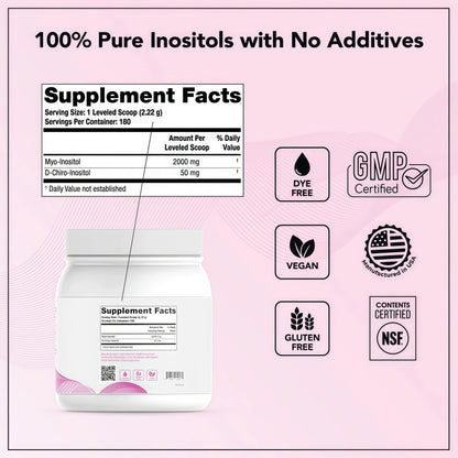 Theralogix Ovasitol Inositol Powder - 90-Day Supply - Myo-Inositol & D-Chiro Inositol for Hormone Balance & Ovarian Function Support* - NSF Certified - 400 g